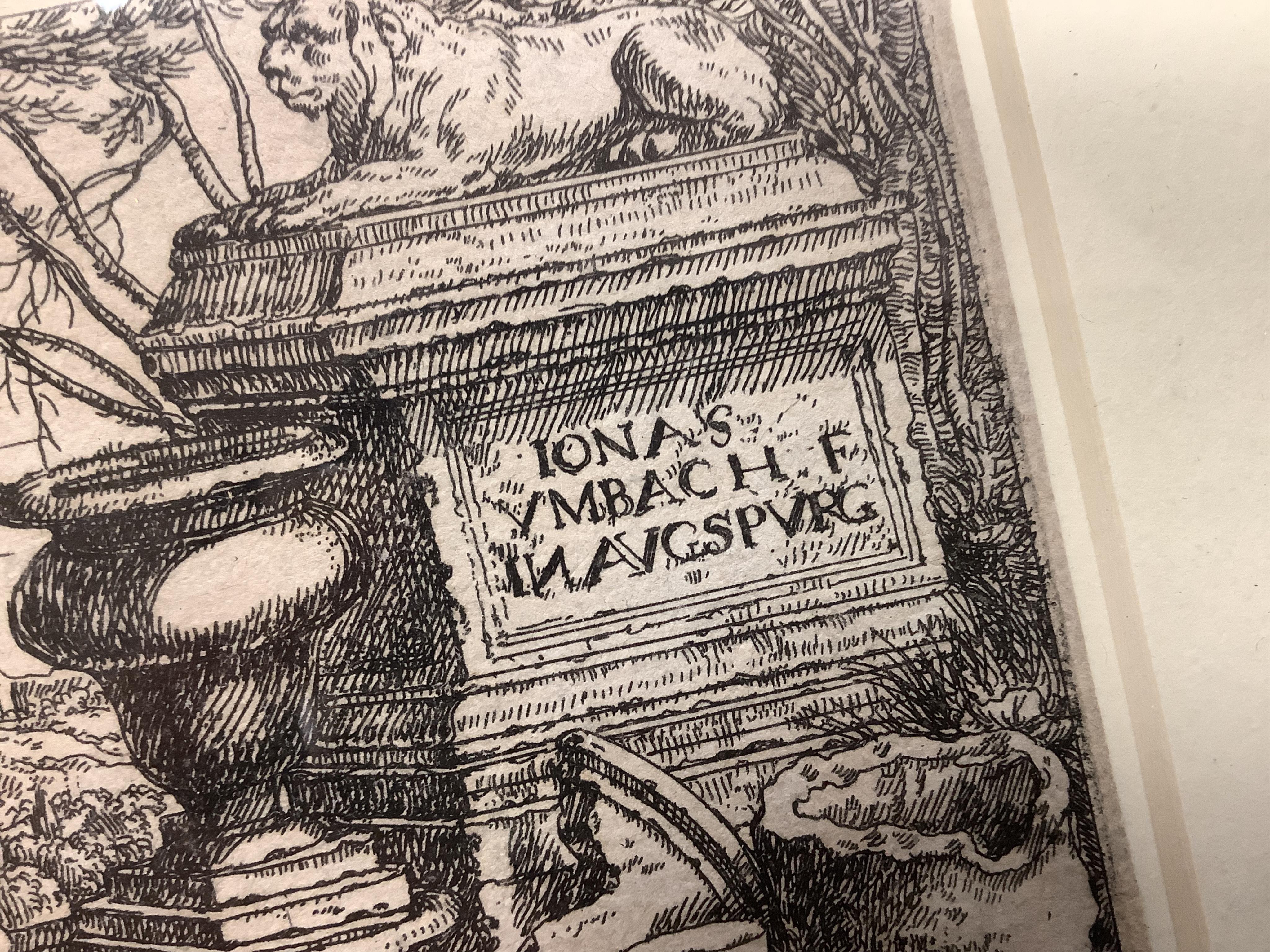 After Jonas Umbach the elder (German, 1624–1693), ‘Italian Landscape with Ruins’, etching and after Adriaen van der Cabel (Dutch, 1631-1705), Landscape with woman Walking Along the River’, etching, largest 15 x 23cm